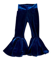 Load image into Gallery viewer, Navy Velvet Bell Bottoms