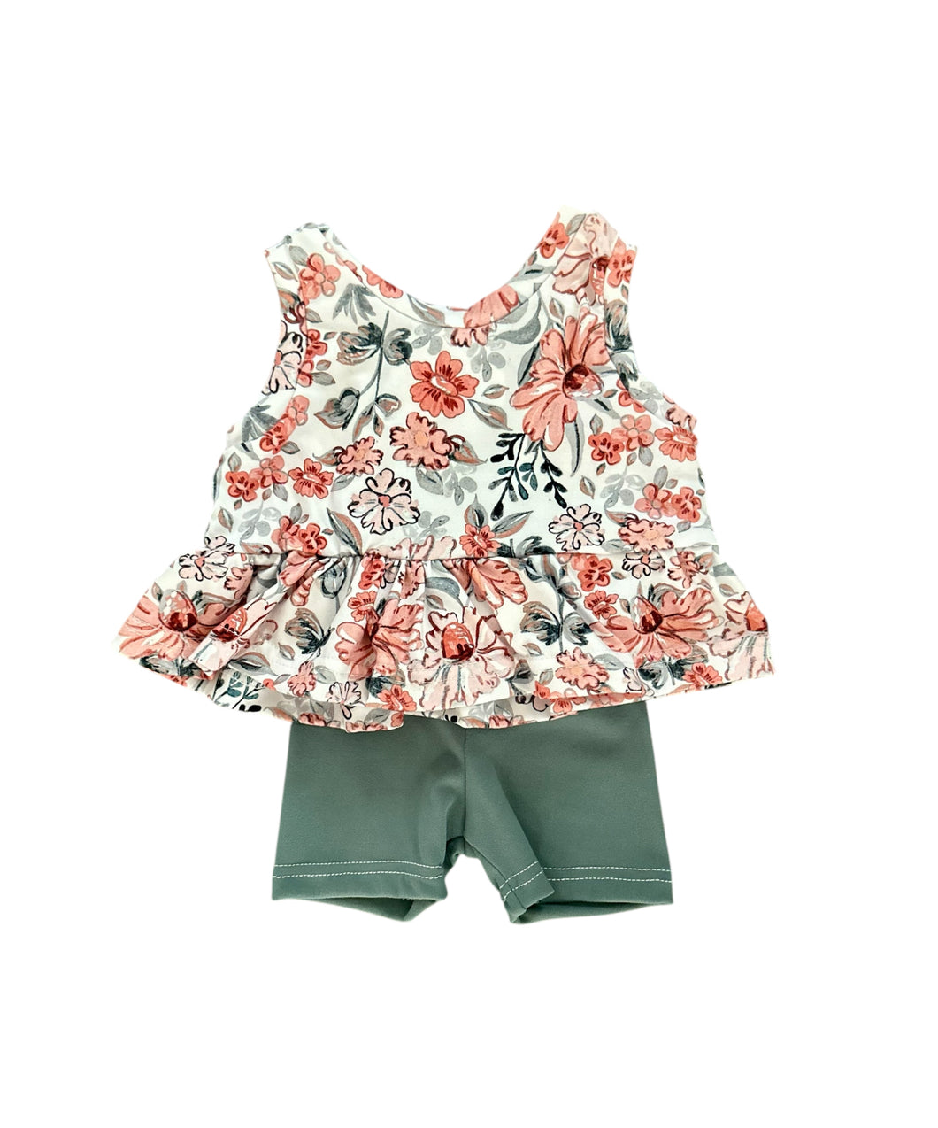 Pink Floral Teal Short Set