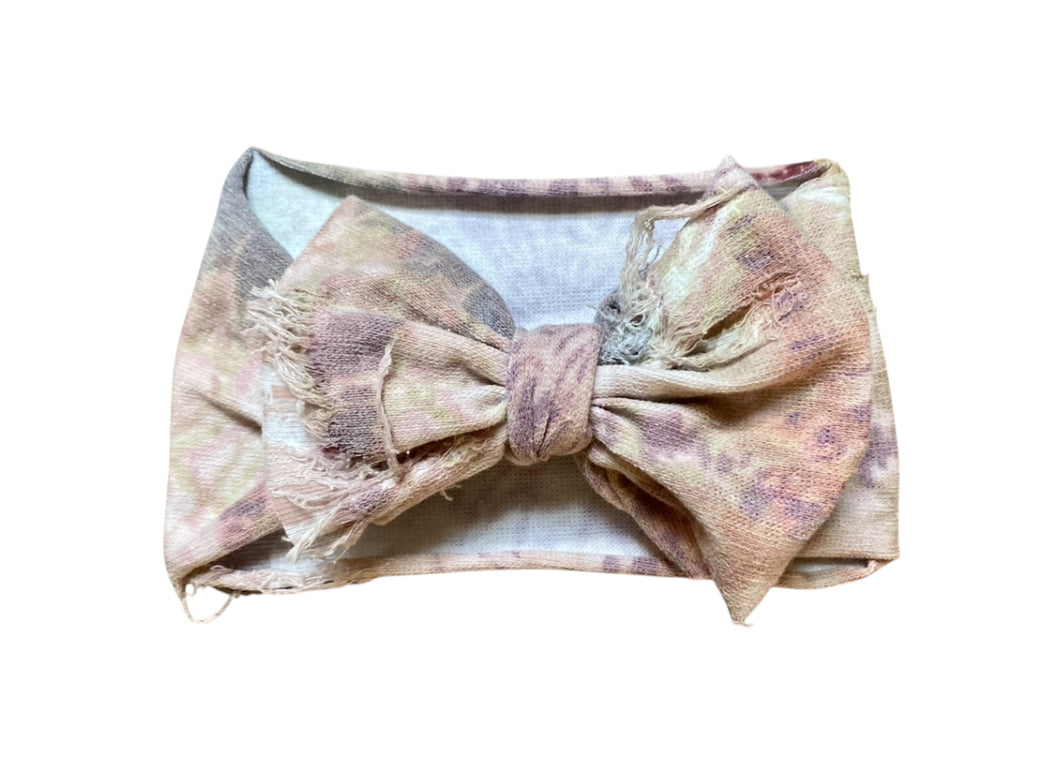 Mauve Tie Dye Distressed Bow