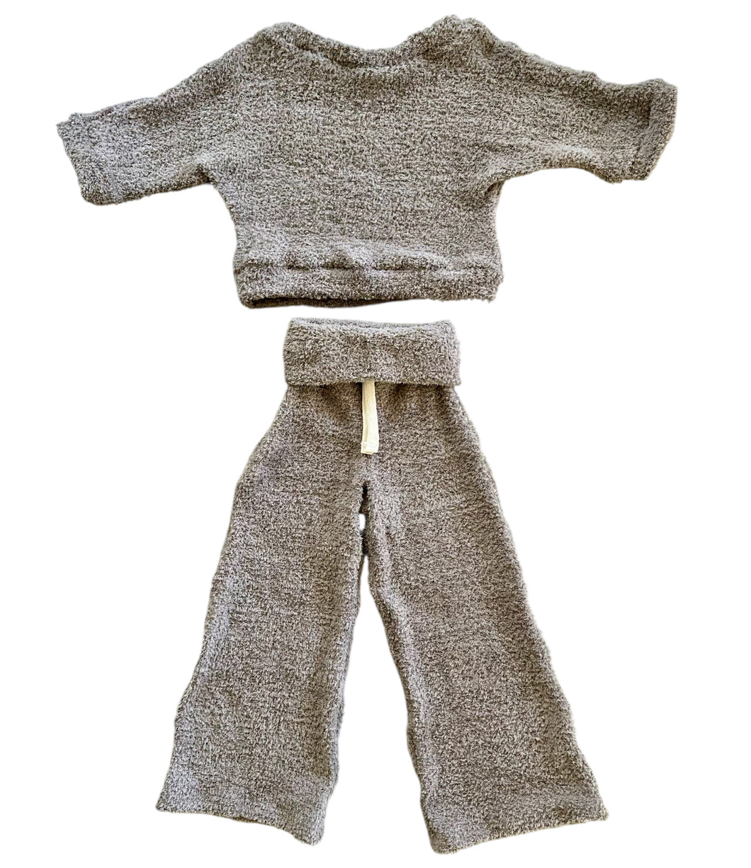 Cloud Grey Fuzzy Sweater Knit Lounge Set