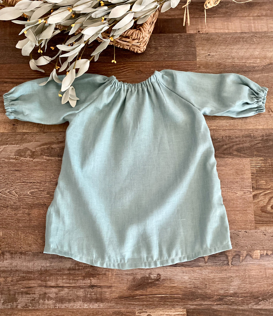 Seafoam Poppy Linen Dress