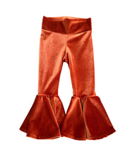 Load image into Gallery viewer, Rust Velvet Bell Bottoms
