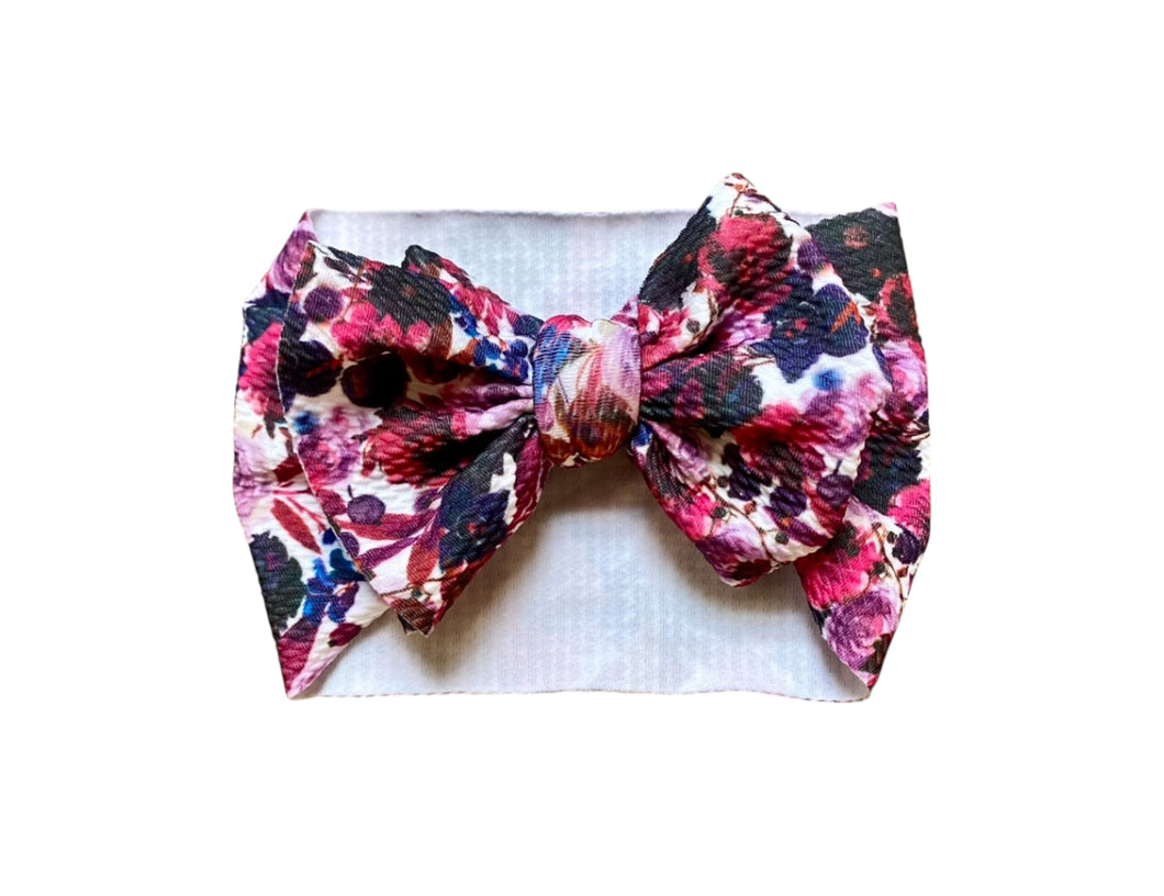 Burgundy Fall Floral Bow