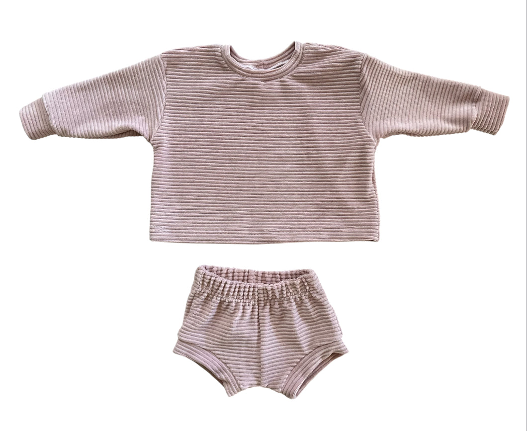Dusty Pink Velvet Lounge Set with Shorties