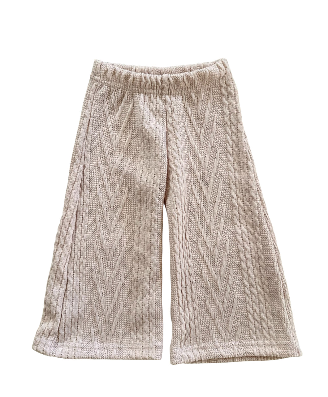 Light Taupe Cable Knit Flow Pants