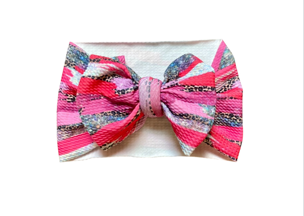 Hot Pink Glitter Brushstrokes Bow