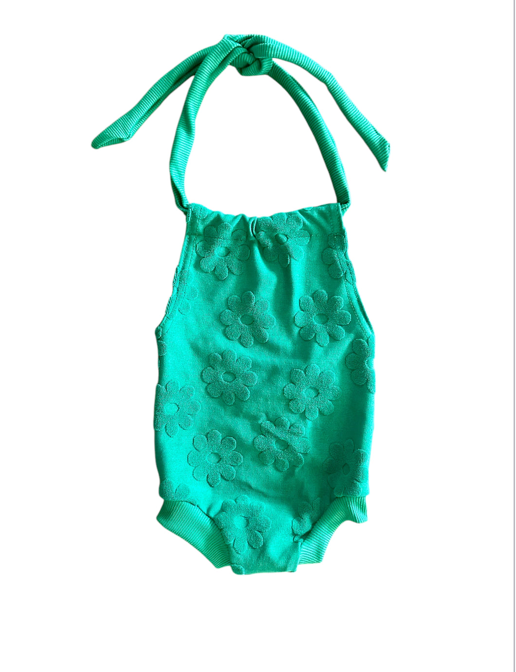 Emerald Green Daisy Halter Romper