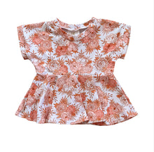 Load image into Gallery viewer, Peach Floral Peplum Top
