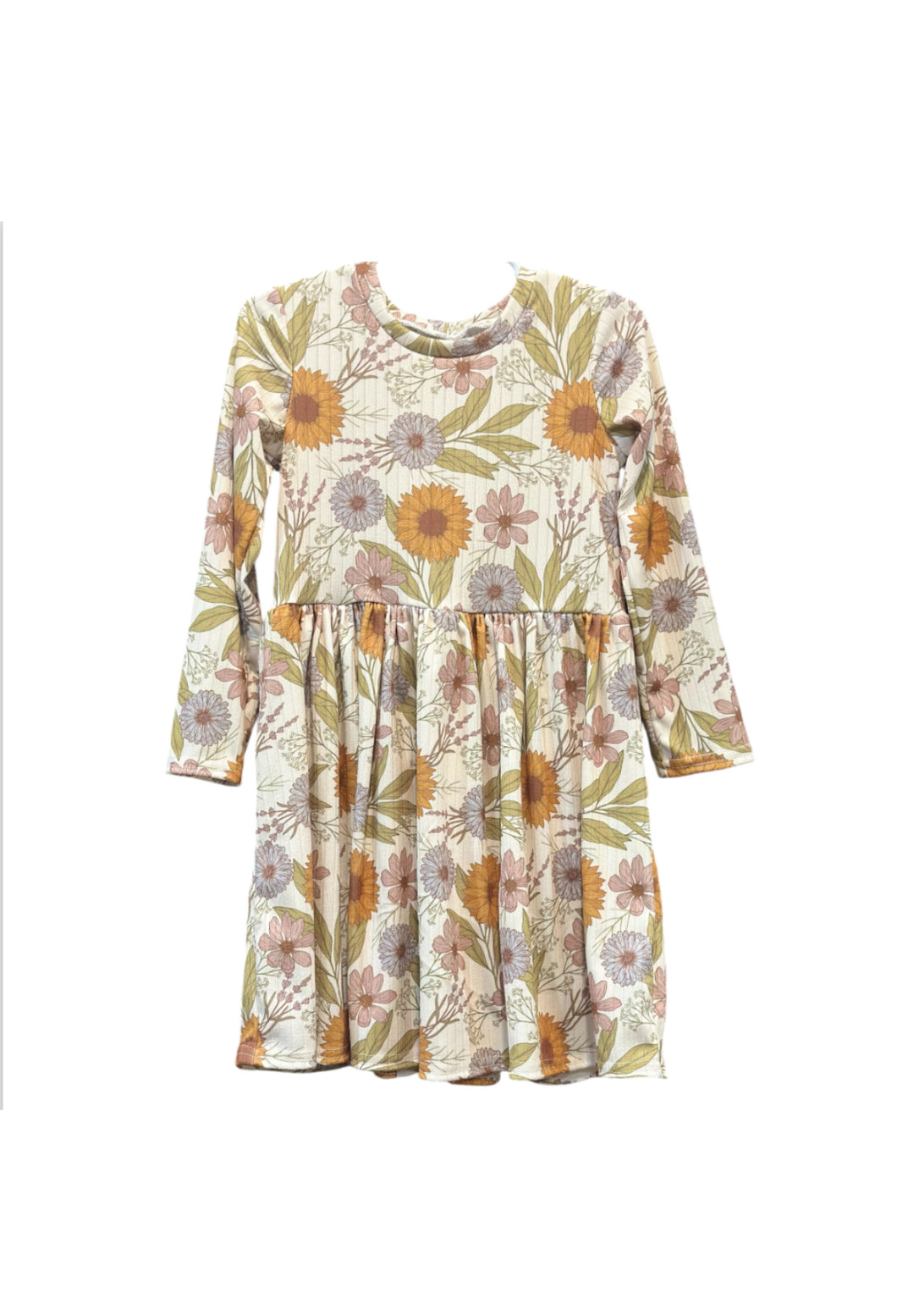long sleeve sunflower dress Sunflower Long Sleeve Maxi Dress for Women, High Waist Flowy A-Line Dress, Boho Floral Autumn Dress, Elegant Casual Nature Inspired Outfit
