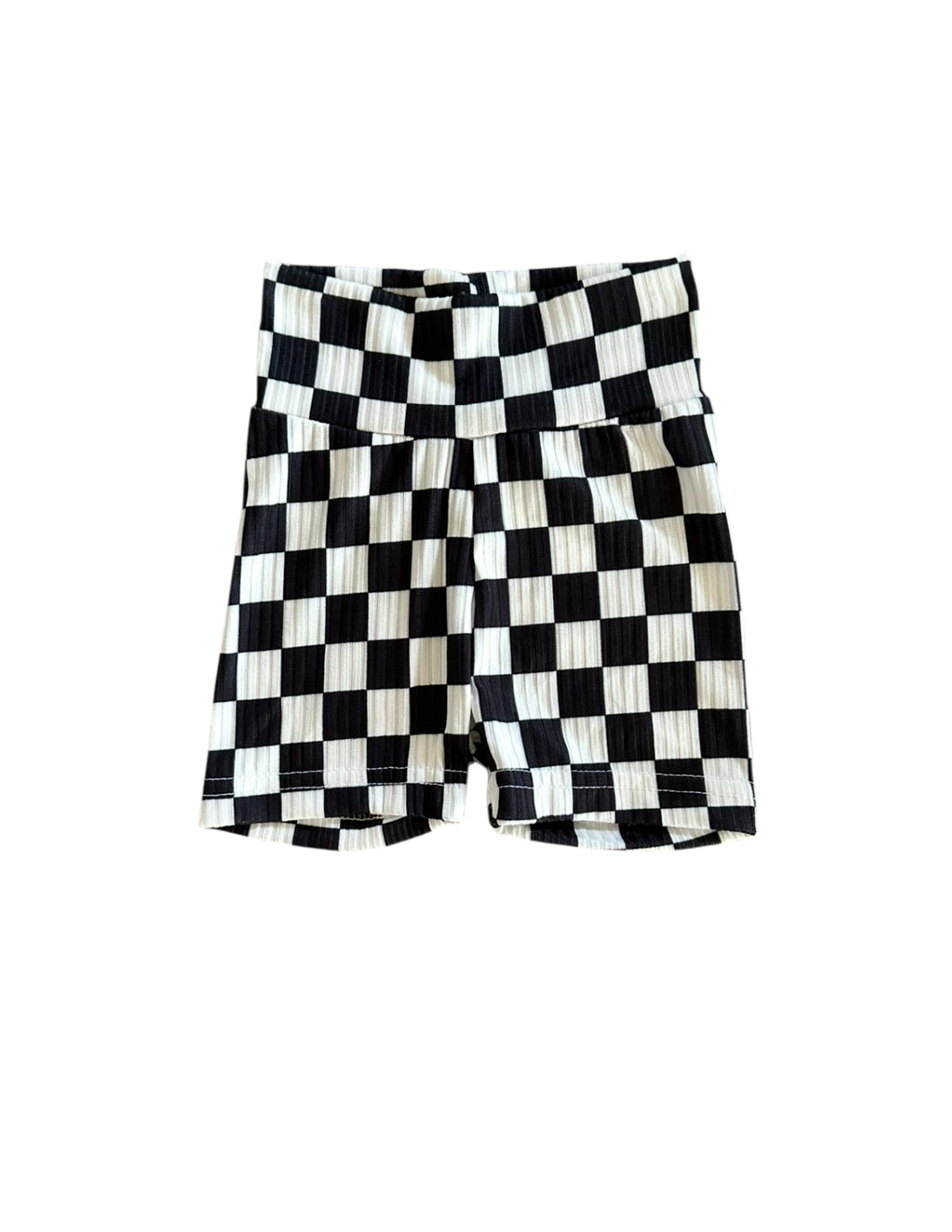 Black Checkered Biker Shorts