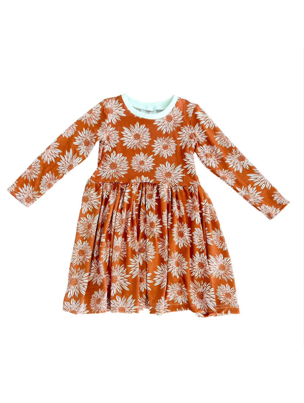 Rust Floral Long Sleeve Dress