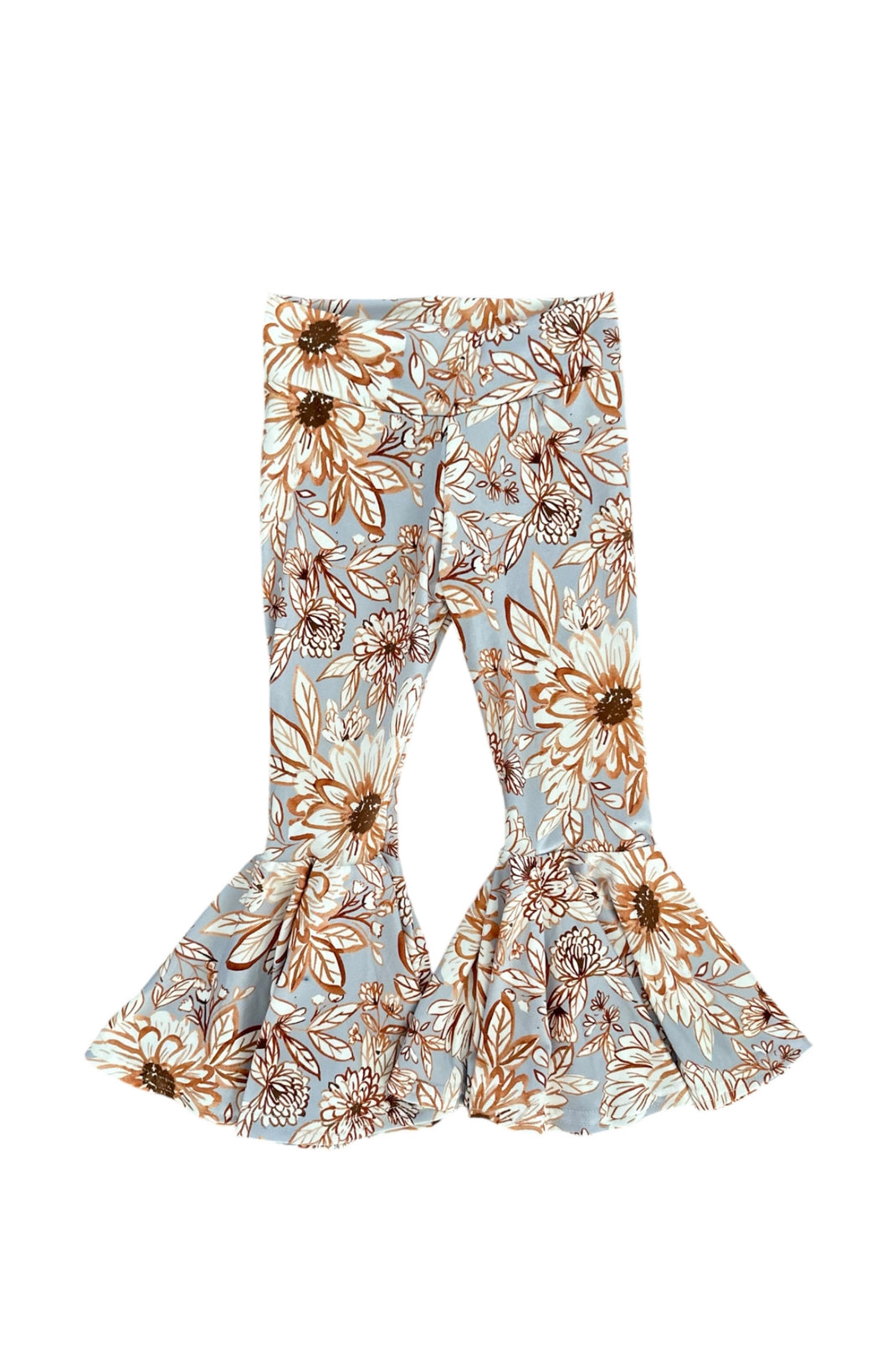 Grey Floral Bell Bottoms