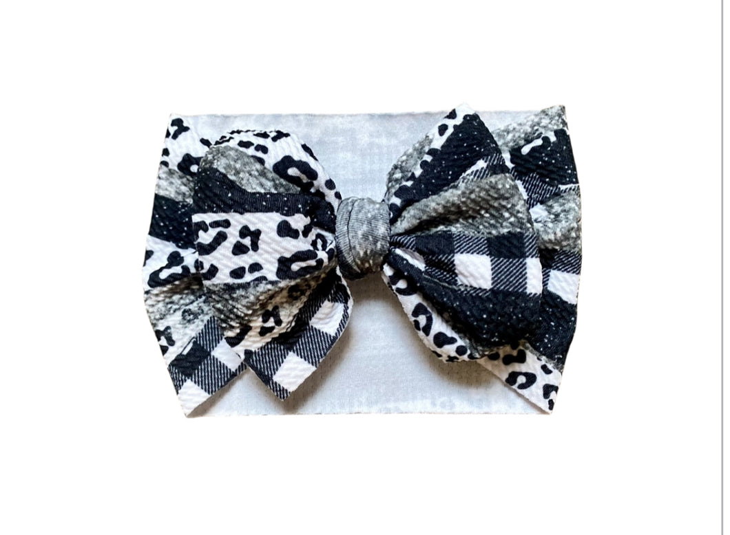 Black Plaid Cheetah Bow