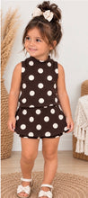 Load image into Gallery viewer, Chocolate Polka Dot Skirted Bummie Set
